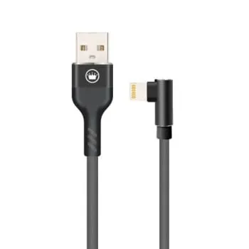 Cabo Lightning Metálico com Plugue em L Preto Kimaster (0)